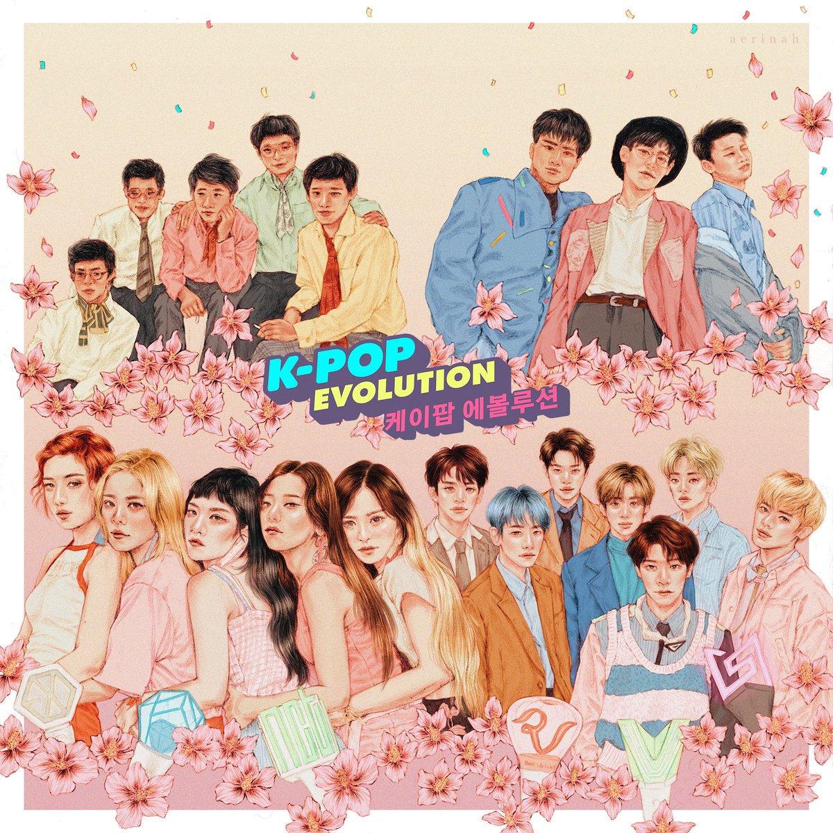 kpopevolution_'s tweet photo. Don't forget to watch Episode 1 of #KPopEvolution on @YouTube now 🌟

🖌️ by @aerinah_art 🌸 https://t.co/nF39jLwiiX
