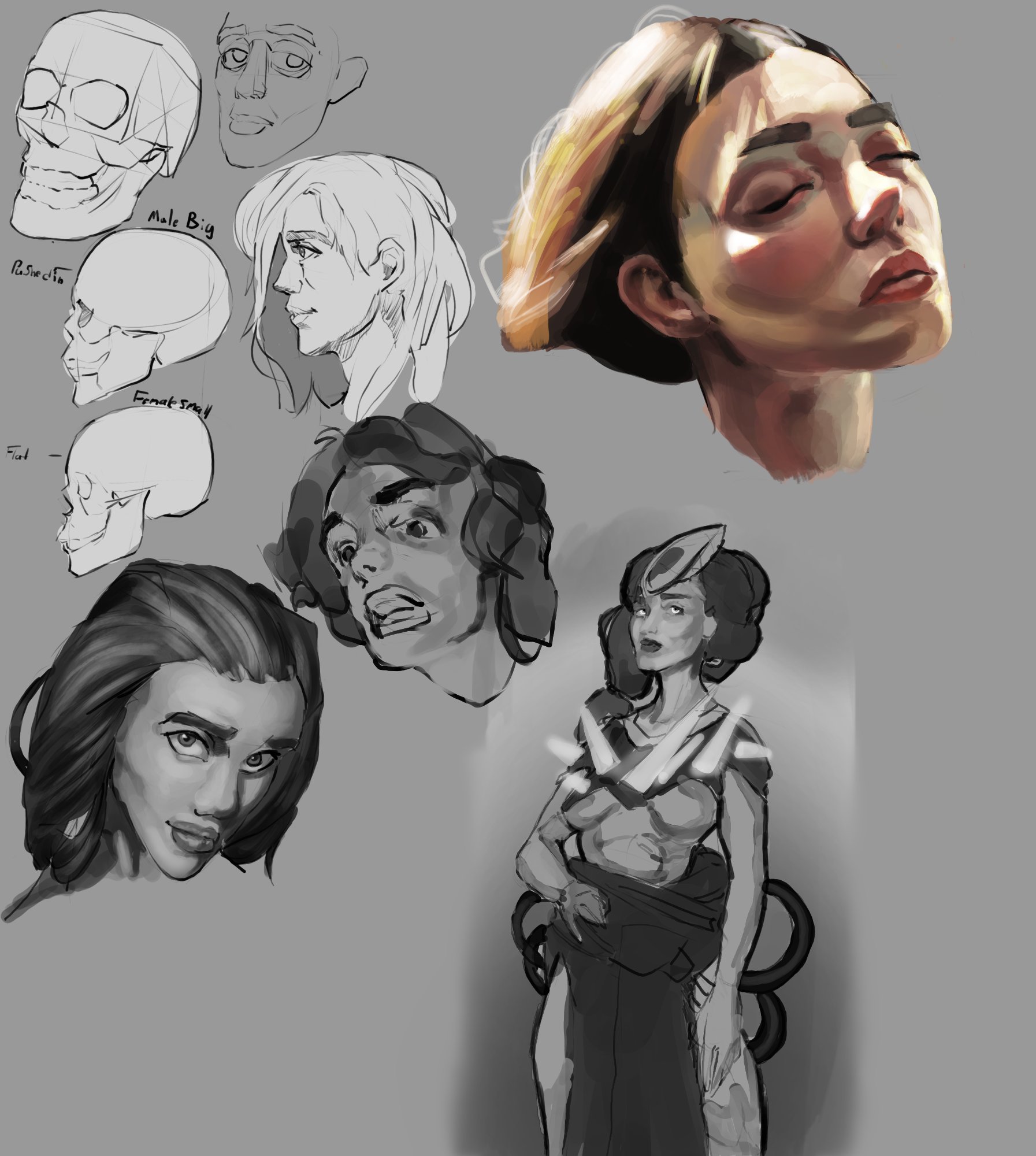 Drew Tate a Twitter: "Despite the stream problems I had today, art was  soothing me down as I went. Hopefully tomorrow will be better. :P #drawing # reference #practice #female #male #heads #hair #