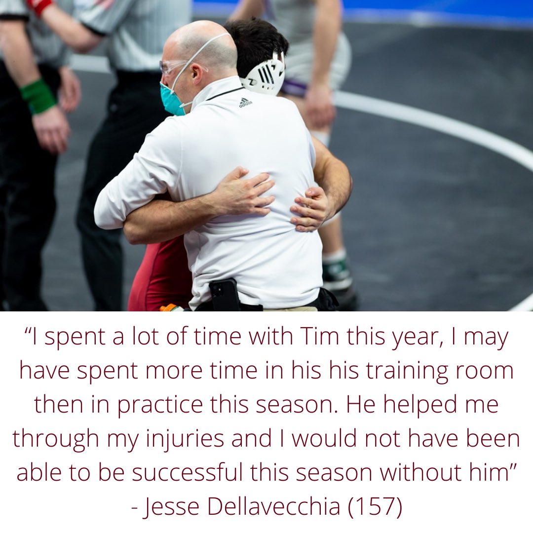 RiderWrestling's tweet photo. Thank you Tim Lengle for all that you do for our program. We would not have been able to stay healthy &amp; compete without Tim. Were very lucky to have an AT who is passionate about our athletes &amp; wrestling. Sometimes to the point  receiving a bench warning from the ref.
 #Ice&amp;Tim https://t.co/7O68uzkdC7