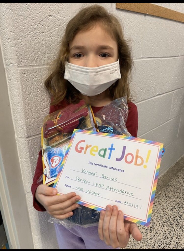 GRIT in Kindergarten.. perfect attendance for all the LEAP sessions! Way to go Kennedi! #TheStingrayWay <a href="/SouthwoodTina/">PrincipalTina</a>