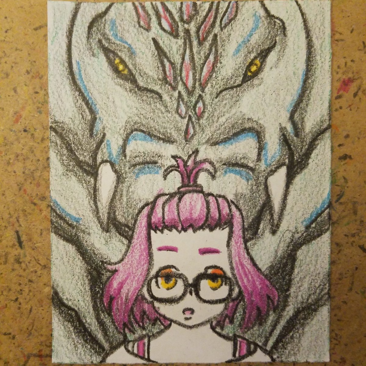 ThePartyTable's tweet photo. #MonsterMarch2021 Day 31: Mei Kamino Vs. Singular Point Godzilla!

We haven't watched it yet. Gonna guess she boops his snoot.

#MonsterMarch #Godzilla #MeiKamino #SingularPointGodzilla #Kaiju #PartyTableDrawings #PartyForThePartyGods https://t.co/SUAjDzhbV5