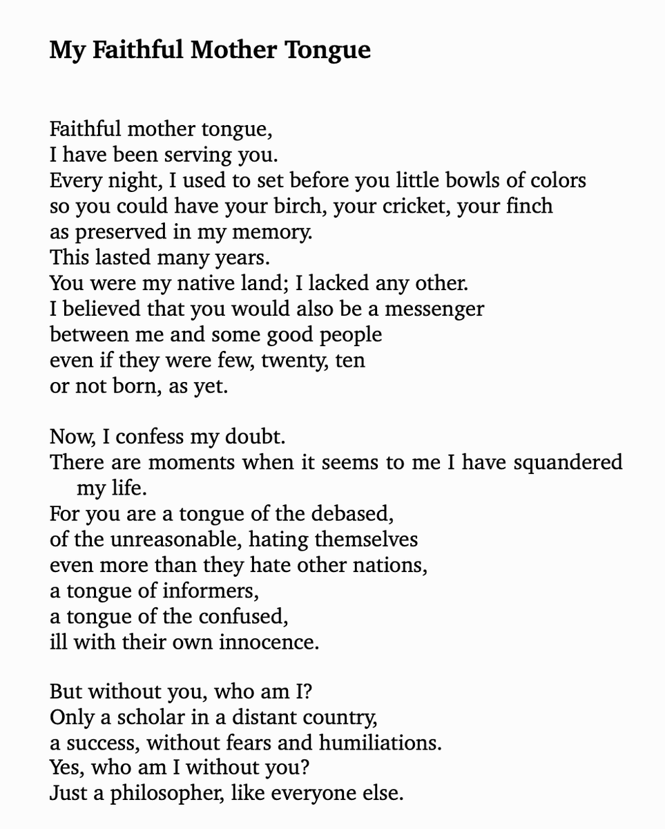 Day - *BONUS*  #APoemADayMy Faithful Mother Tongue by Czesław Miłosz--Isn't it heart-warming to see how many dutiful poets are saving their mother tongues? Isn't it heart-wrenching to see how many mother tongues are in the need of such saving? 