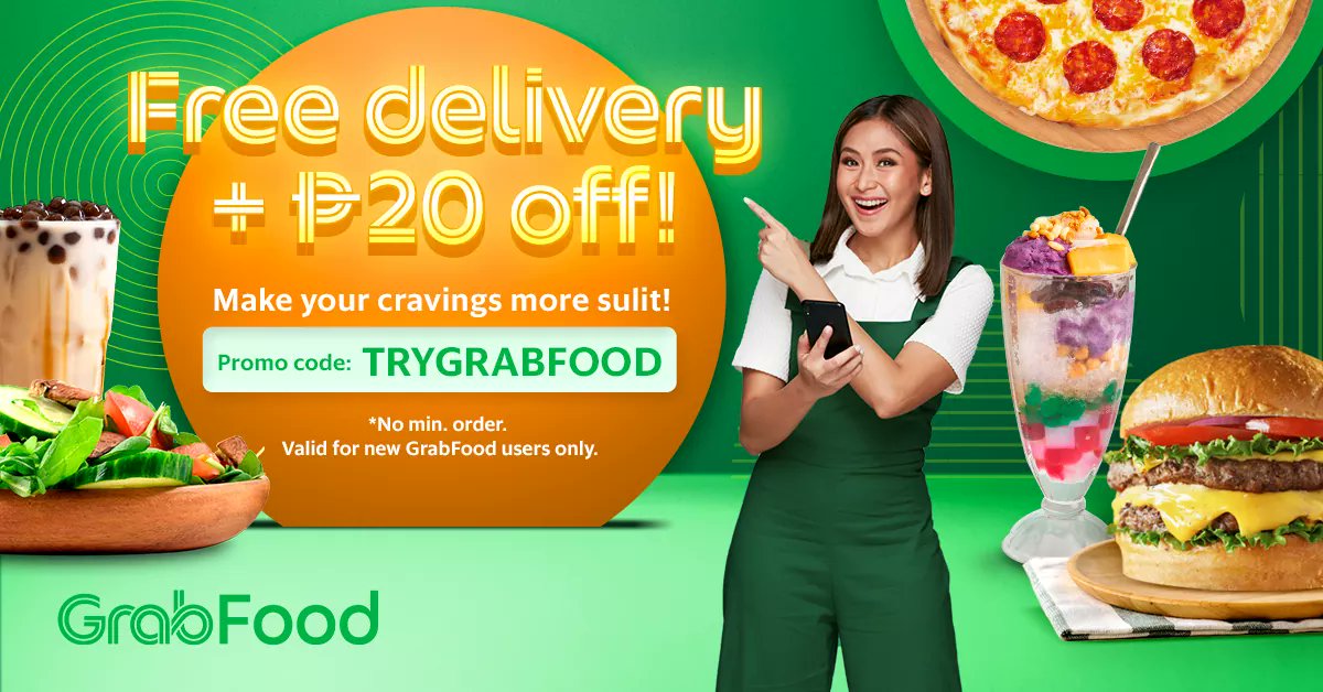 PopstersSarahG's tweet photo. Make your cravings more sulit. I-grab na yan using our Promo Code "TRYGRABFOOD" for Free Delivery + P20 off! 

Note : Valid for new GrabFood users only

UseCode TRYGRABFOOD
#SarahGxGrab
@JustSarahG @grabph https://t.co/CSWBNMIH5c