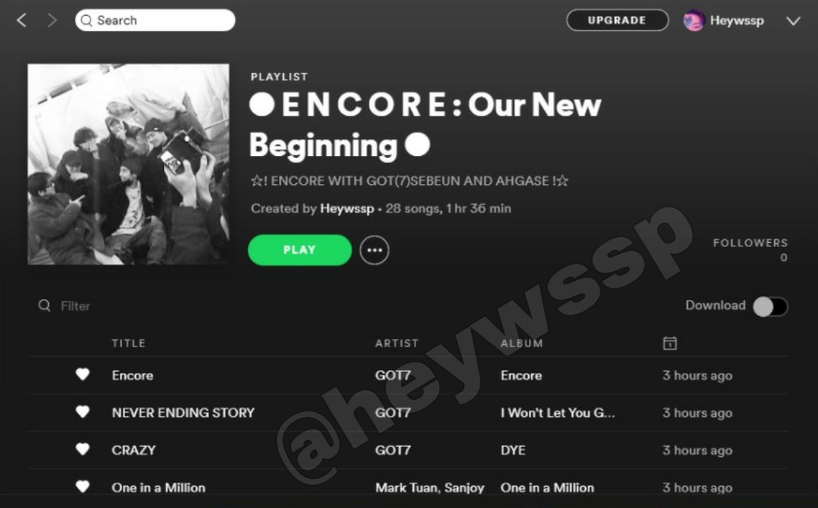 beomwonyul's tweet photo. ●ENCORE●
 #MyEndlessEncore #GOT7  @GOT7Official #WarnerMusicID @WarnerMusicID📍Depok

🔥Check out my playlist!!🔥
If you read from the initial letter?👀 
It will be read as : "Encore with Got(7)Sebeun and Ahgase"

Tag : @ailikaaaaanim @jaybyeochin

https://t.co/TnLdRxSkC6 https://t.co/k4LNDaEPKE