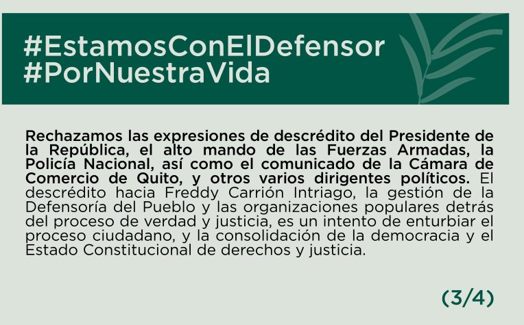 Gabriel38007494's tweet photo. #EstamosConElDefensor La @DEFENSORIAEC ha sido la única institución que ha defendido los derechos del pueblo de la política neoliberal de los últimos 4 años de mal gobierno. Así fue en octubre de 2019 y así seguirá siendo #EstamosConElDefensor Gracias!
@freddcarrion // https://t.co/1lnHL84SQ3