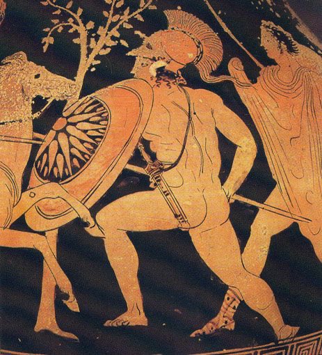 Aorta comes from the Greek word ‘aeiro’ which means ‘to lift, raise, be hung up’, from the ancient notion that the heart is suspended from the aorta. It shares etymology with ‘aorter’, the name of the shoulder strap used by Greek hoplites to hang their swords.