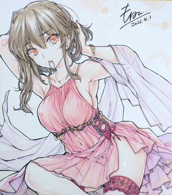 咥え髪ゴムの姉貴?(オリジナル)
の直筆色紙✏️ 