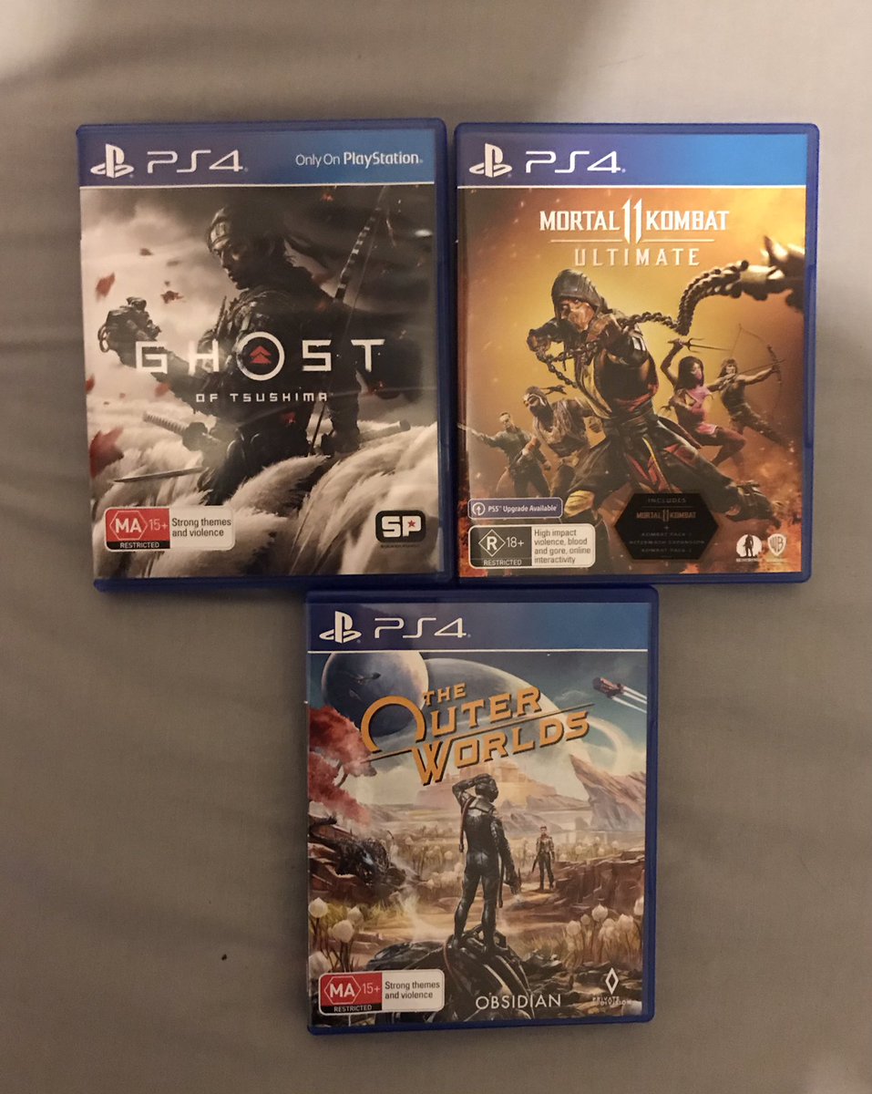 GameSlayer63's tweet photo. I Brought Ghost Of Tsushima, Mortal Kombat 11 Ultimate Edition and The Outer Worlds on Ps4 and 10 Pack of Wild Turkey #GhostOfTsushima #MortalKombat11 #TheOuterWorlds #Ps4 #WildTurkey #Achol #PartyTime #Playstation #Gamer #Gaming https://t.co/oBQl8s2gcH