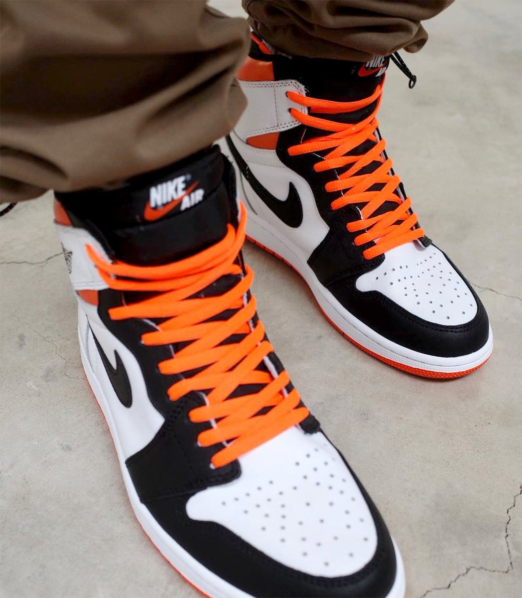 aj1 electro orange on feet