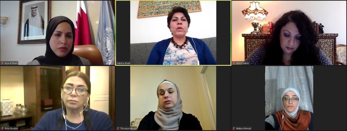 AmbAlyaAlThani's tweet photo. Today had the pleasure of meeting w/ the representatives of @SyriaWPM .Heard their views pertaining to the political process, the situation on the ground &amp; the status of women within the Syrian political context

#Qatar🇶🇦 #Syria🇸🇾 @QatarAtUN https://t.co/d1If5mBiGw