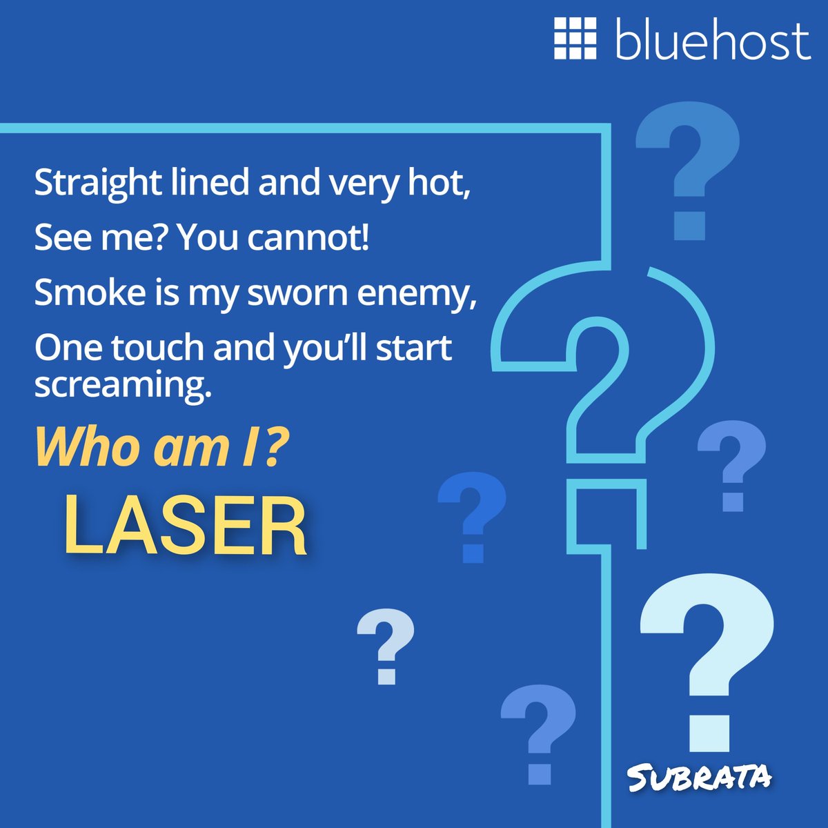 Subrata37606833's tweet photo. @BluehostIndia @BluehostIndia 

LASER ✅ 

#ContestAlert 
#PoweringTheCreators #BluehostIndia #WordPress #WebHosting #WordPressRecommended #WebProfessional #WebDeveloper 

Join:
@AbhishekIPLFeak @mysterioussu @hellolalit @LuvyaJoshi @soniyaaajain @Meenusettu @krishjojha @nikp_05 @prachimana https://t.co/EF7GSFEfl0