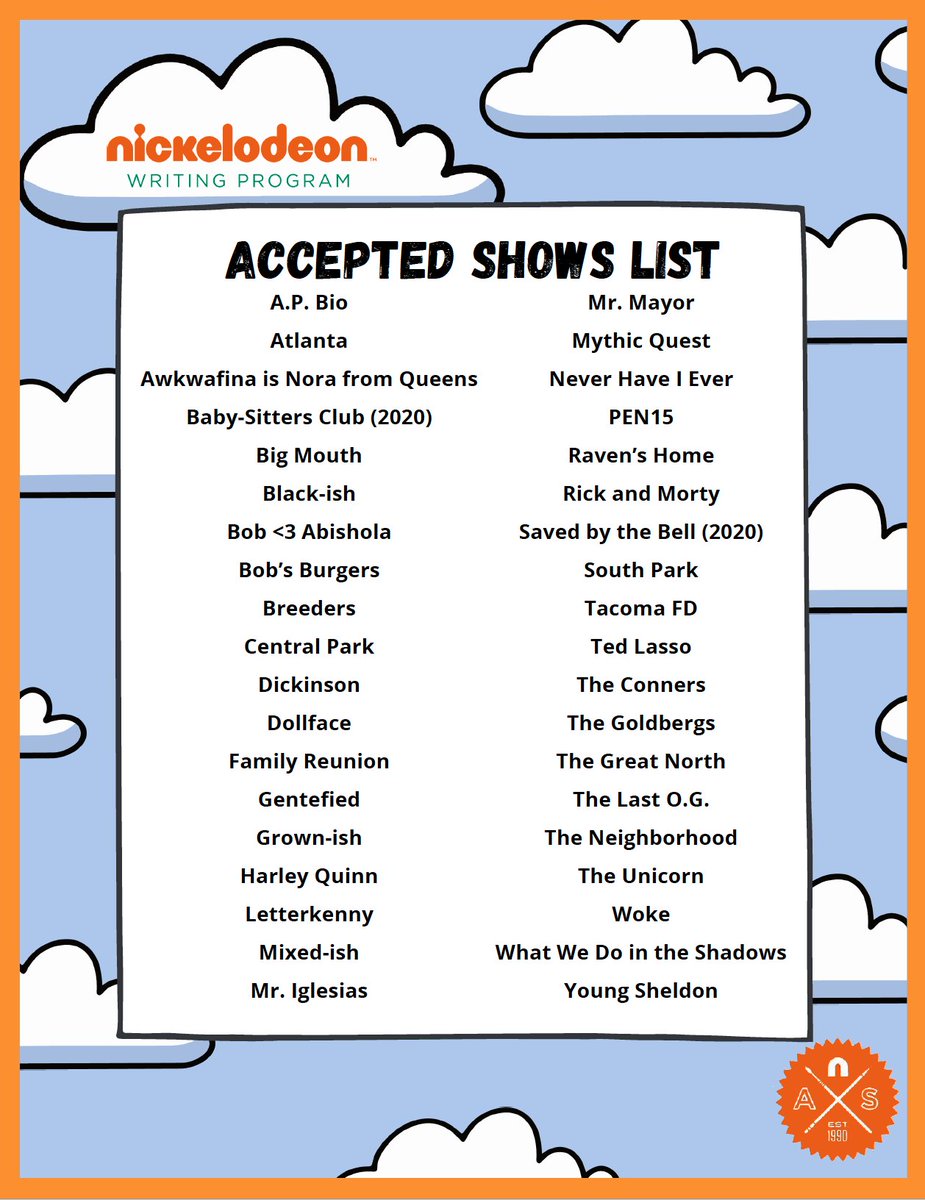 NickWriting's tweet photo. 🎺Here it is!🎺 Your 2021 Accepted Shows List! We can't wait to see what you write for us this year! https://t.co/WibcqlTfRO