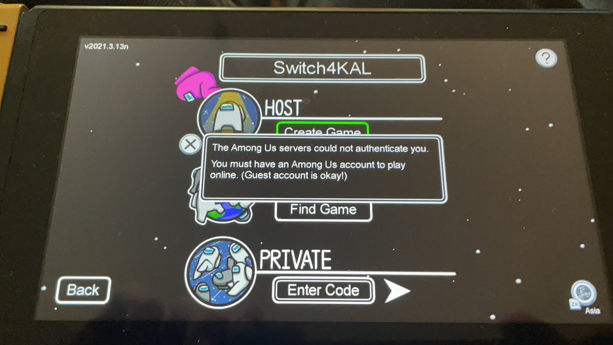 Kh0rey's tweet photo. @AmongUsGame I’m on switch and I’ve tried absolutely everything to host or go to a public but just like so many others... https://t.co/WmKTuukeVg