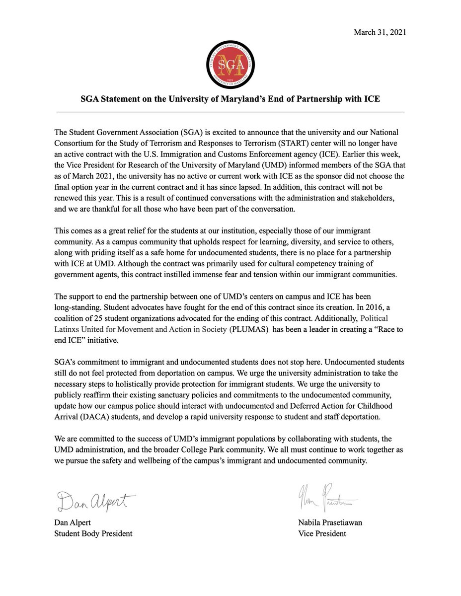 UMD Student Government tweet media