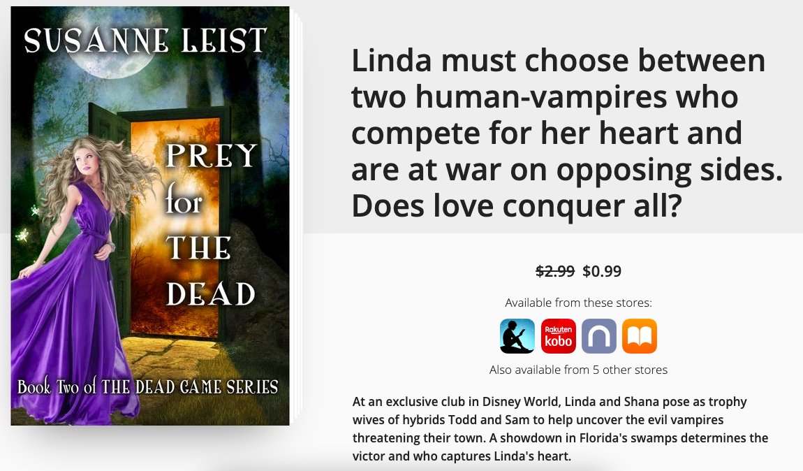 SusanneLeist's tweet photo. The last day!

At the 99c &amp; Free Paranormal &amp; Fantasy Book Fair,

you will find romance &amp; adventure,

and maybe even some vampires.

https://t.co/xe5H8f7W6a

PREY FOR THE DEAD
@SusanneLeist

Can love conquer all?

#Bookshout #paranormalromance #darkfantasy https://t.co/x0aOslMzIk