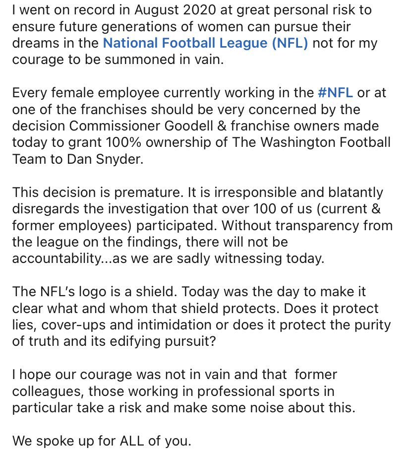meganimbert's tweet photo. #NFLDraft #NFLFreeAgency #nfl #TimesUp #timesupnfl #dansnyder #washingtonfootball #NFLDraftNews  #NFLDraftesp2021 #metoo #WomensHistoryMonth2021 @TIMESUPNOW @ACLU @nwlc #Womeninsports #empoweringwomen #DiversityandInclusion @espn @PostSports @SInow https://t.co/Ju2tBpRZZg