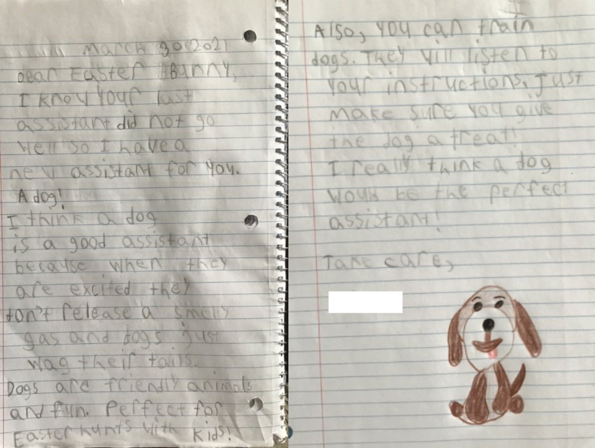 After reading the Easter Bunny's Assistant by Jan Thomas, students decided that Skunk did not make  a good assistant. They wrote persuasive letters to the Easter Bunny suggesting a different animal that might be better. So many creative ideas! You have to read these!🐇