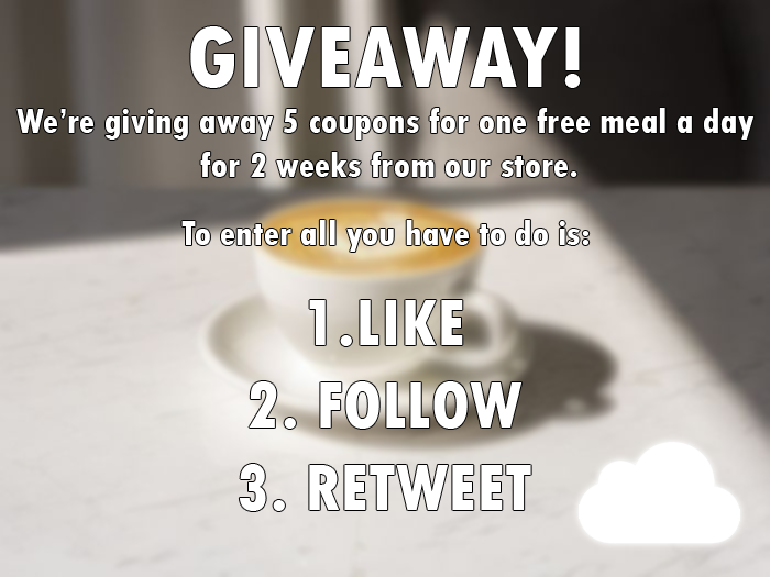 Cloud_Cafe_'s tweet photo. GIVEAWAY!!! Enter before the 5th of April! #Giveaway #cafe #Food https://t.co/r13ifXlnYt