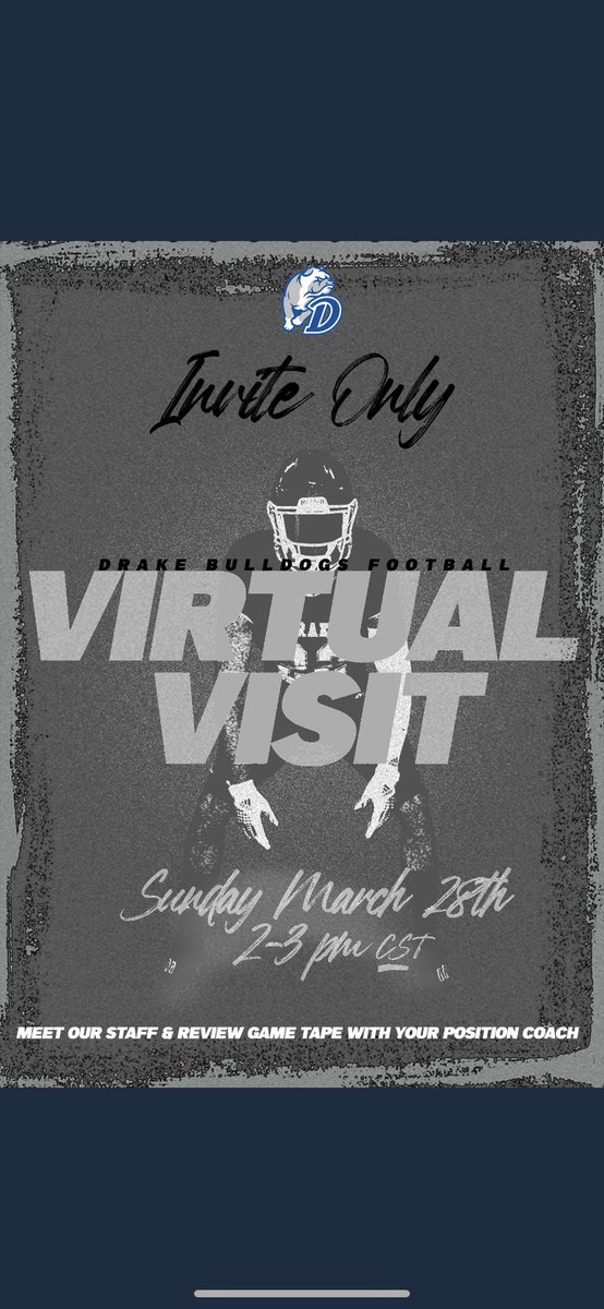 Had a great virtual visit with @2CoachG1 @KirkWherritt <a href="/DrakeBulldogsFB/">Drake Football</a>