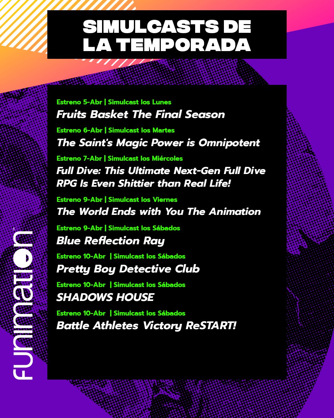 Funimation lista de animes Jojo's Bizarre Adventure y Bleach