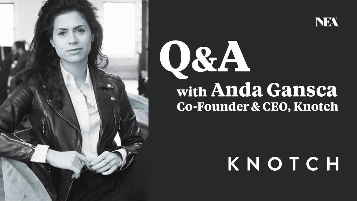 🤩 In honor of the last days of #InternationalWomensMonth, we are thrilled to publish our latest Q&A featuring @agansca, CEO & Co-Founder of @KnotchInc. Read it here 👉nea.com/blog/people-it…