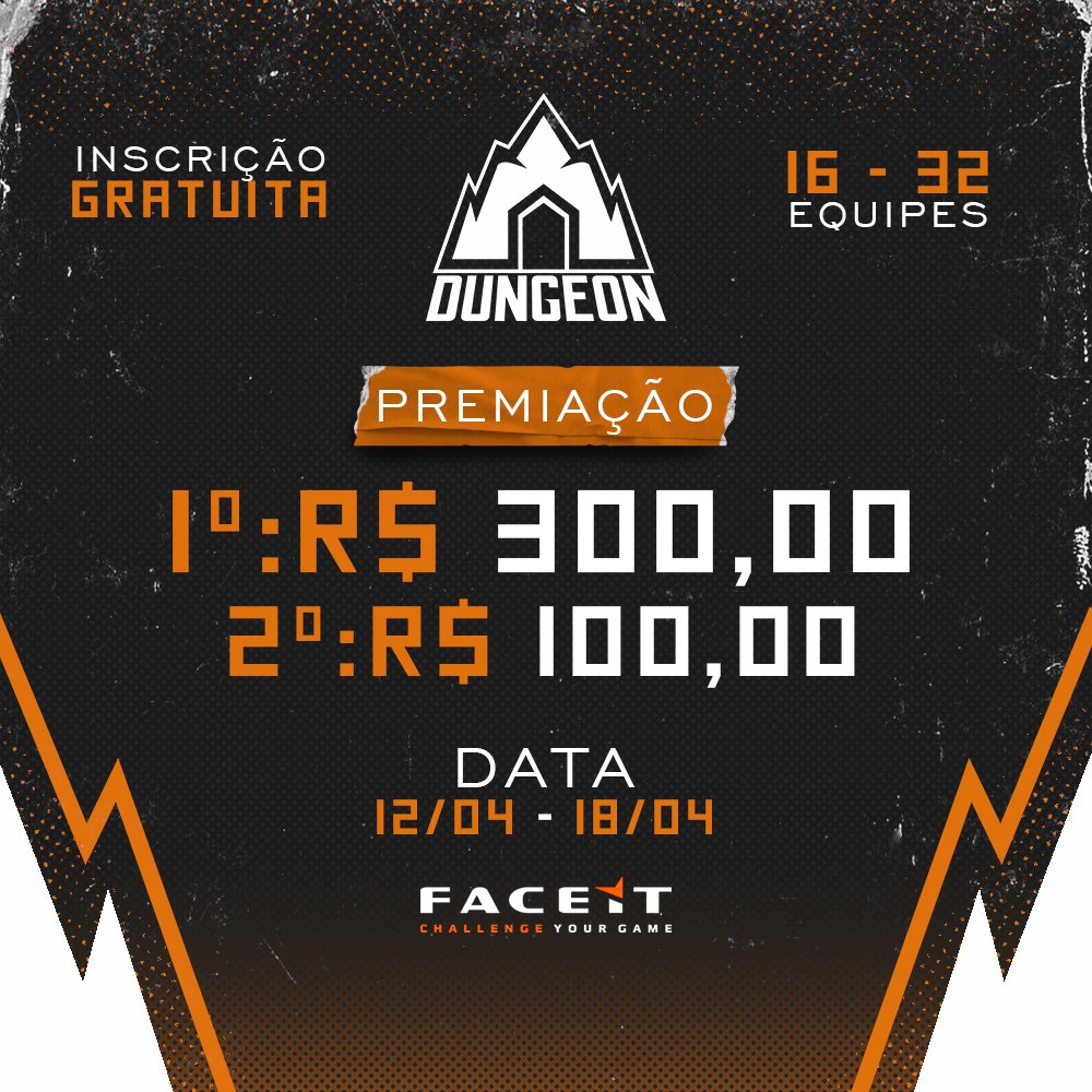 DungeonLeagues's tweet photo. CAMPEONATO NOVO NA ÁREA
🏆DUNGEON MASTERS🏆

🗓12/04 - 18/04
🆚Faceit
👥16-32 Equipes
💵R$400 de premiação

Inscrições pelo discord 🎮
https://t.co/jaU9ZJUck5 https://t.co/aiO5tb4b4Z