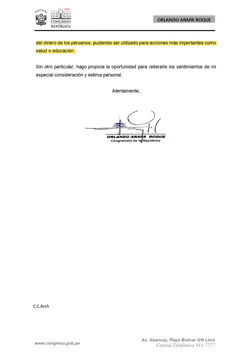 NuevaConst's tweet photo. 👉Compartimos documento del Congresista Orlando Arapa al @MinCulturaPe, Alejandro Neyra, para que informe sobre acciones tomadas ante el masivo rechazo expresado en una petición respecto al retiro del premio otorgado a la actriz Mayra Aracely Echevarría Couto (1/2) https://t.co/N3wyDjocoX