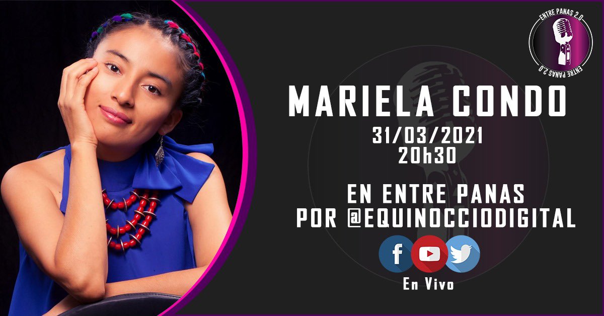 Esta noche en #EntrePanas nos acompañará una gran artista con una voz espectacular 🤩🎤🎼 <a href="/marielacondo/">Mariela Condo</a> nos contará su trayectoria y sus proyectos. Hoy a las 20h30 por todas las redes sociales de <a href="/EquinoccioMedia/">Equinoccio Digital</a>.