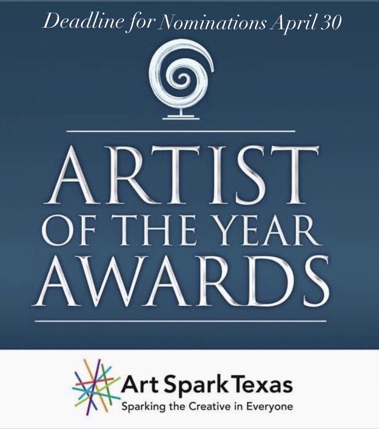 ArtSparkTx's tweet photo. CALL FOR NOMINATIONS! ~ Deadline April 30, 2021 ~ Now accepting nominations for our 2021 Artist of the Year Awards! Who inspires you? Open to all artists of all disciplines, w/a disability, who live or work in Texas, ages 16 and up. More info here 👉 https://t.co/CjnFl9EYKt https://t.co/zN93G56zP0