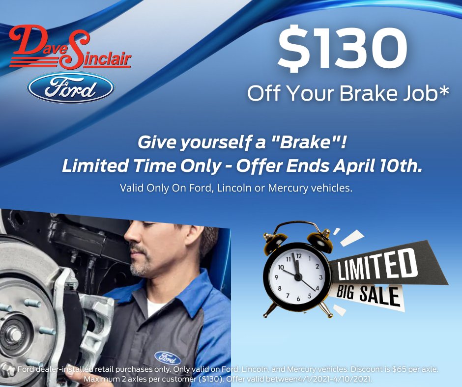 DaveSinclair's tweet photo. Give yourself a "brake" this month! It is our Big Time Brake Sale. $130 OFF your brake job through April 10th. Call us to make an appointment at 314-892-2600 or visit us online.

Brake Options - https://t.co/jhI5N4tPG8 https://t.co/lngv2Cy20k