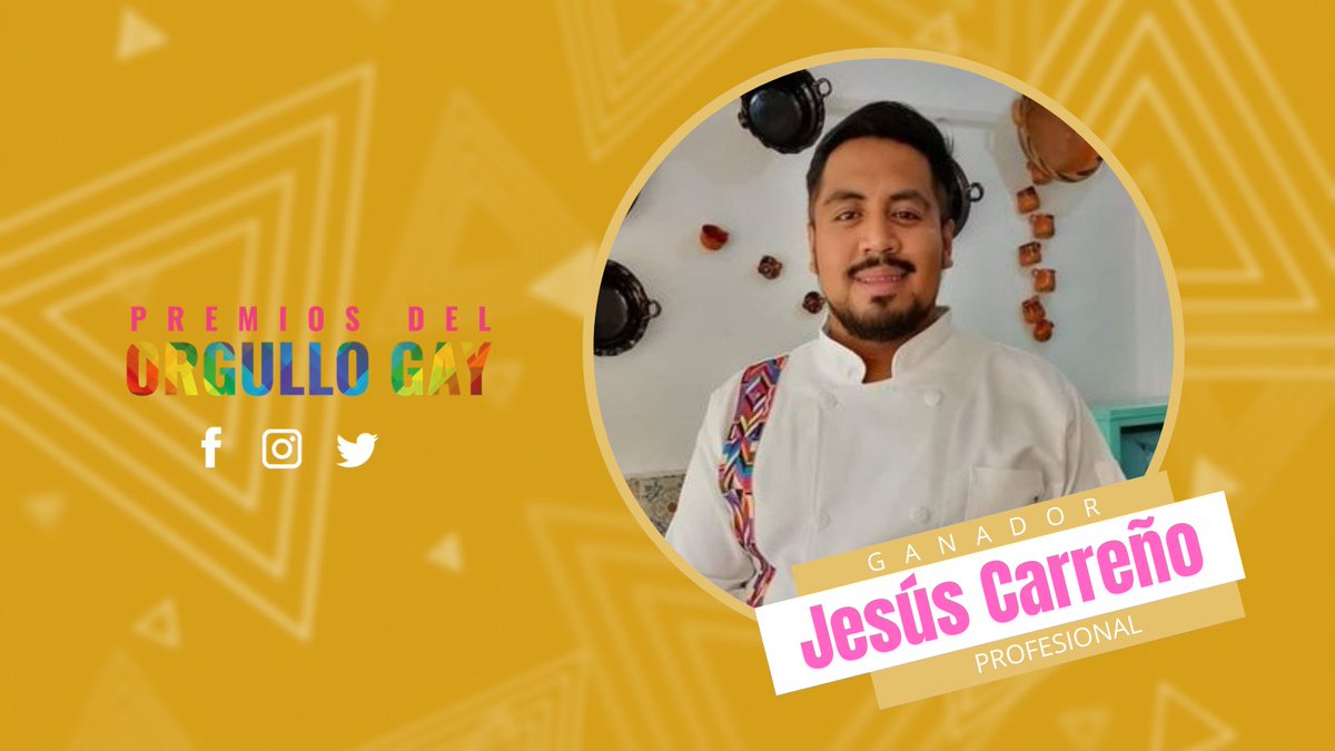 DelOrgullo's tweet photo. 🎉Felicidades a @CarrenoChef por ser el ganador de los #PogMx en la categoría #PogProfesional 🥇🏳️🌈 #OrgulloGay 💖
#JesúsCarreñoChef #PremiosDelOrgulloGay #Profesional #ChefMexicano https://t.co/YMqSSBAU1o