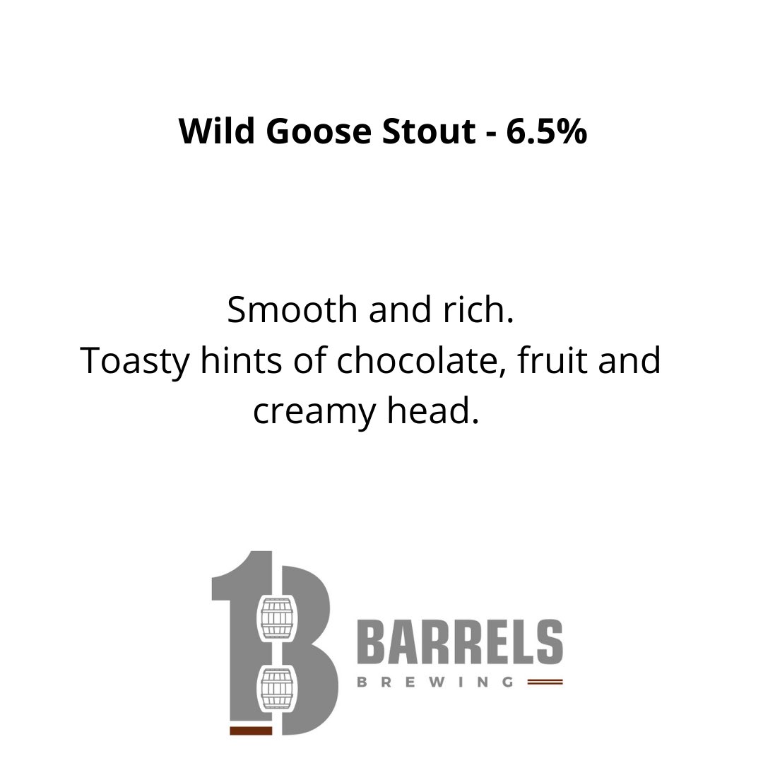 CraftTappInc's tweet photo. Say hello to @13barrelsbrewing Wild Goose Stout from New Brunswick🇨🇦🍻 Along with the tasting notes😛 https://t.co/Fzg1TDtnBj