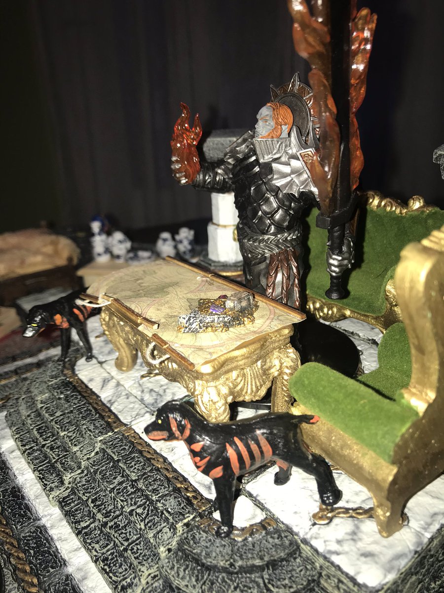 PadmesLover's tweet photo. #G3HallOfTheFireGiantKing

3)Throne Room &amp; Audience Chamber of the “artistic genius” King Snurre, his guards &amp; hellhounds 🔥🐕‍🦺
 His negotiations w the spider goddess🕷 will make him ruler of #Oearth

#DwarvenForge #DnD #ADnD #Greyhawk #DungeonsAndDragons #ttrpg https://t.co/pLM8mKxfJY