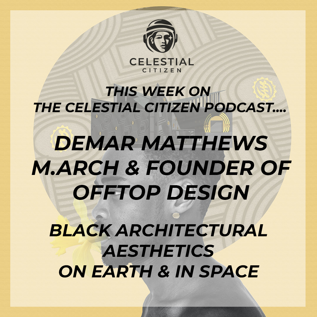 Thrilled to announce a new episode (4/1) w/ Demar Matthews of OffTop Design - we'll discuss the importance of inclusive design on Earth &amp; in space, as well as, the amazing work that he is doing to unearth Black architectural aesthetics! #Blackarchitecture 

Art by: Demar Matthews