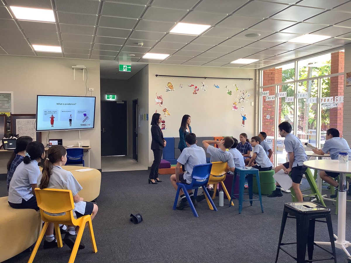 britta238's tweet photo. Year Six Enrichment finished Term 1 with an engaging &amp; interactive visit from two practicing lawyers. They provided insight into the law profession &amp; useful advice for completing Cluedunnit Kids. As an added bonus our visitors were ex-St Kieran students! @LawSocietyWA @stkcps https://t.co/rYf8KW5YoR