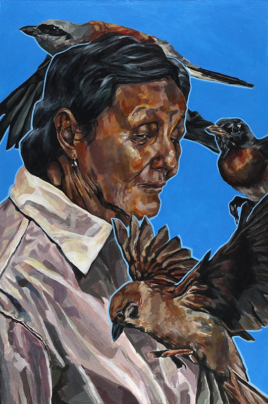 AFHBoston's tweet photo. ⁣⁣
Title: “Leticia and Three Birds”⁣
AFH Teen Artist: Lara Garay⁣
Medium: Acrylic on wood⁣

#WomensHistory #WomensHistoryMonth #leader #womenleaders #ArtistsForHumanity #AFHBoston #painting #art https://t.co/C5DPEvLHGp