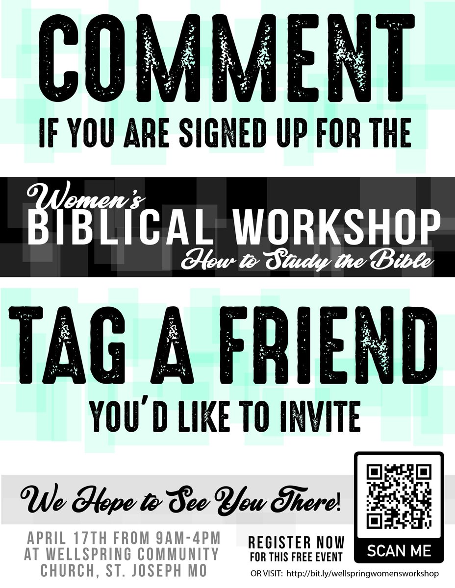 WellspringSTJ's tweet image. Grab your friends and join us for the How to Study Your Bible Biblical Workshop on Saturday, April 17th from 9am-4pm. Link to register: bit.ly/wellspringwome…