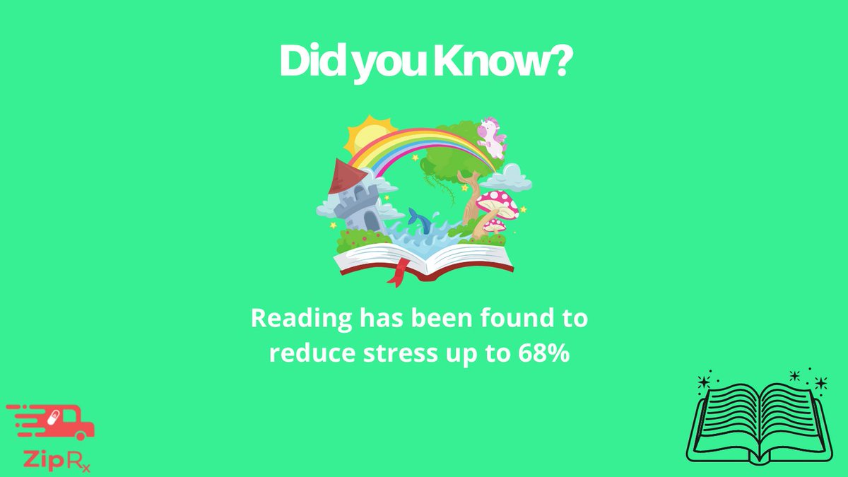 ziprxapp's tweet image. At the University of Sussex, in a 2009 study, it was found that reading can reduce stress up to 68%. 

For more info: takingcharge.csh.umn.edu/reading-stress…

#readmore #morereading #lessTV #mindispowerful #ziprxapp #prescription #delivery #imagination
