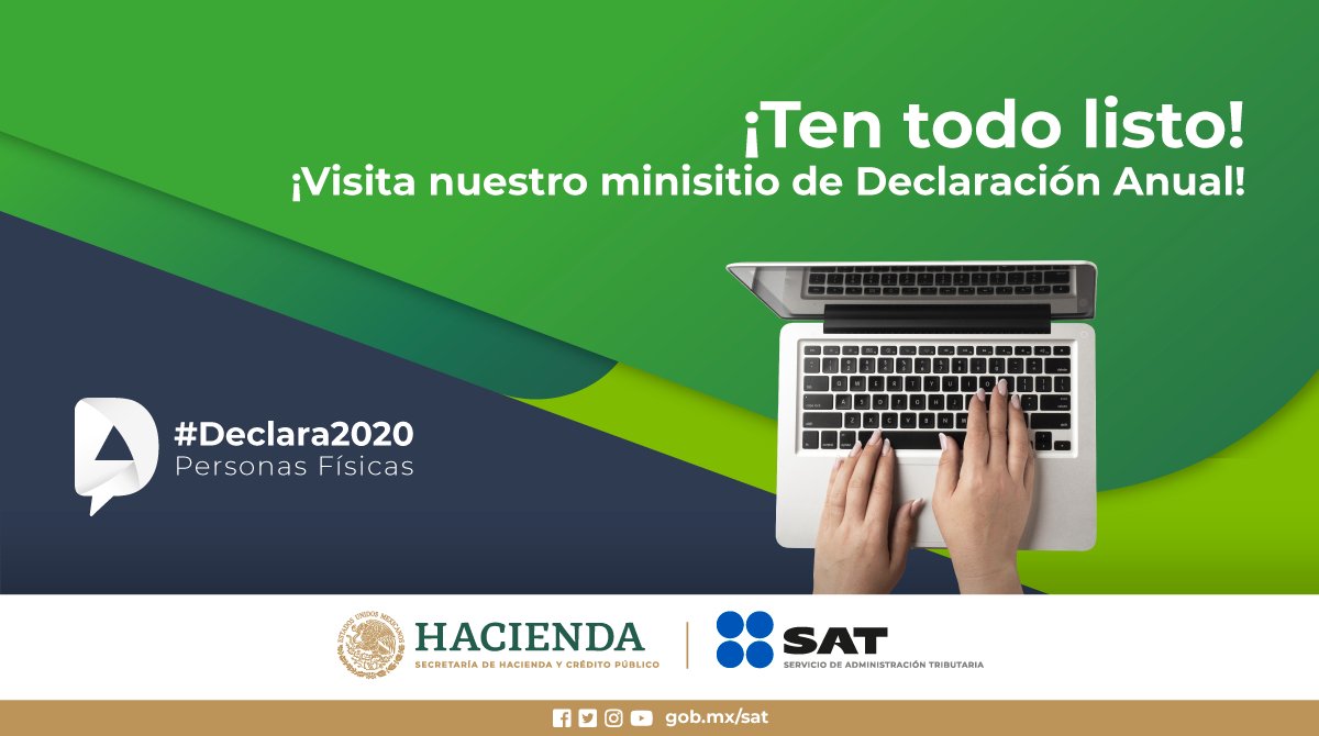 SATMX's tweet photo. En tu calendario anota la fecha: 
1 de abril #Declara2020 #PersonasFísicas 

Visita el minisitio y conoce todos los detalles para presentar tu Declaración Anual 2020. 

👉  https://t.co/PGJ1bZT0lr https://t.co/DnlPdW16DW