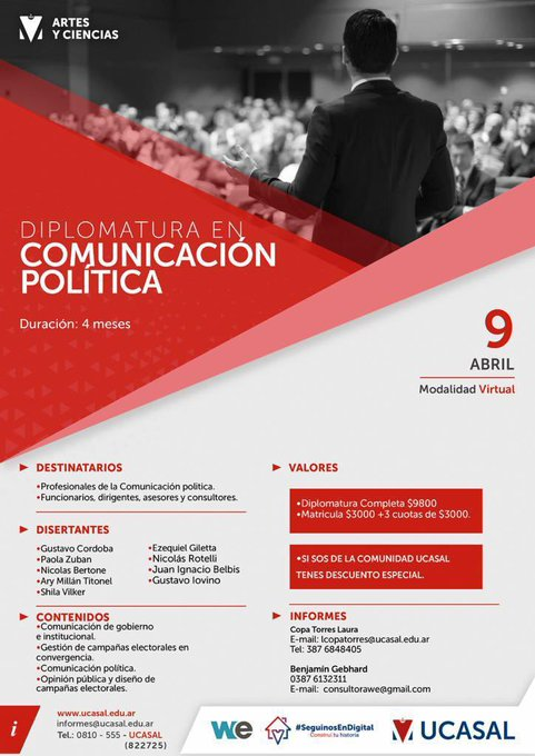 compol_nubes's tweet photo. Te estamos esperando con los brazos abiertos para que seas parte de la 𝗱𝗶𝗽𝗹𝗼𝗺𝗮𝘁𝘂𝗿𝗮 𝗲𝗻 𝗰𝗼𝗺𝘂𝗻𝗶𝗰𝗮𝗰𝗶𝗼́𝗻 𝗽𝗼𝗹𝗶́𝘁𝗶𝗰𝗮.

Quedan pocos días y pocos cupos. Sumate! 👩‍🏫🗳️
👉🏼 https://t.co/3CONL6YdBU https://t.co/oDEdc3xFkC
