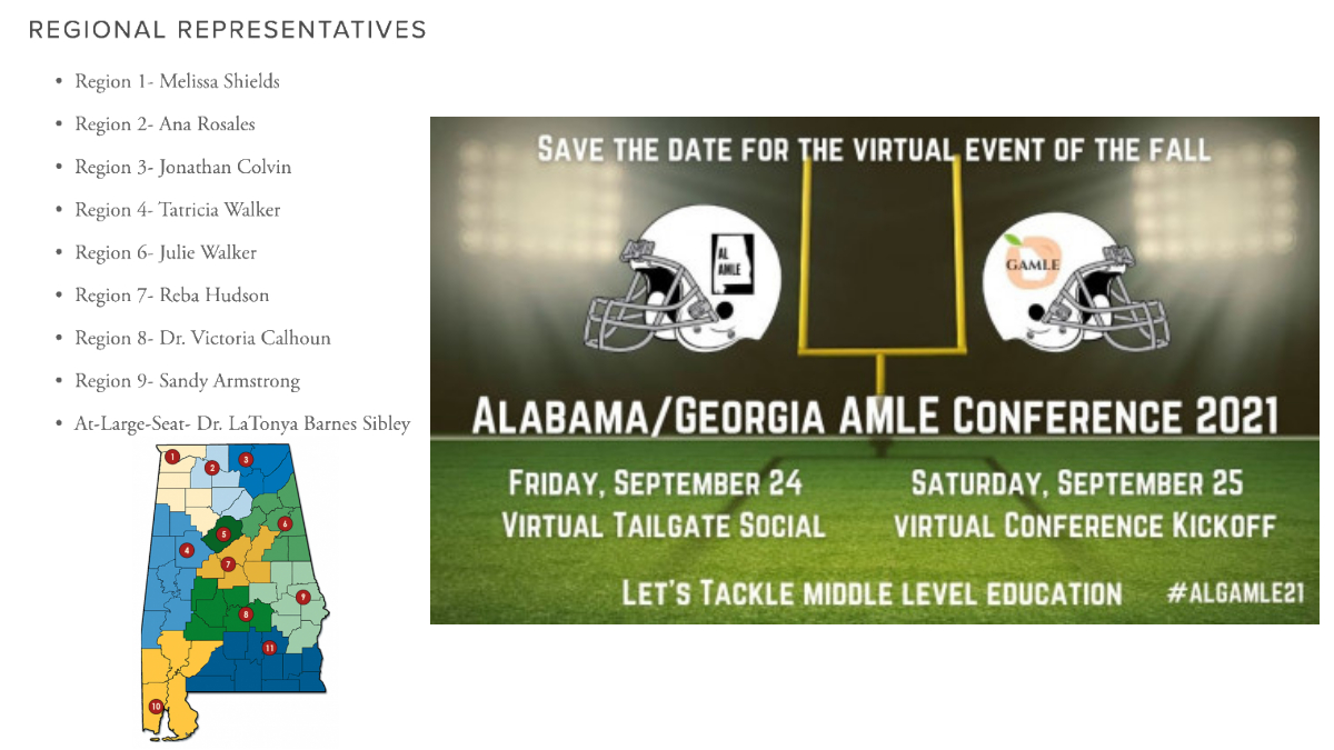 DrLaTonyaSibley's tweet image. I am honored to be elected to the @ALAMLE Board of Directors. We promote knowledge of and interest in the education and development of young adolescents. Join us as we partner with @GAMLEtoday for a virtual conference! #ALAMLE #GAMLE #ALGAMLE alamle.org