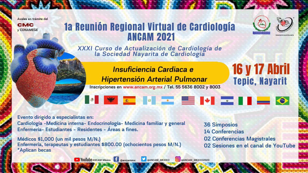 ANCAM_MEXICO's tweet photo. 🗓 16 y 17 de #Abril 
¡Te esperamos!
#RegionalVirtualANCAM2021 
#Registraste y revisa el programa👇🏻
♥️➡️ https://t.co/aq3Wx2k65I

@SIAC_cardio @smexcardiologia @secardiologia @CVasquezMD @paomorejon @rcpEspana @CardiologiaSVC @FacMedicinaUNAM @ClaudiaAlmont17 @gabrielaborray3 https://t.co/LKfTJlsMze