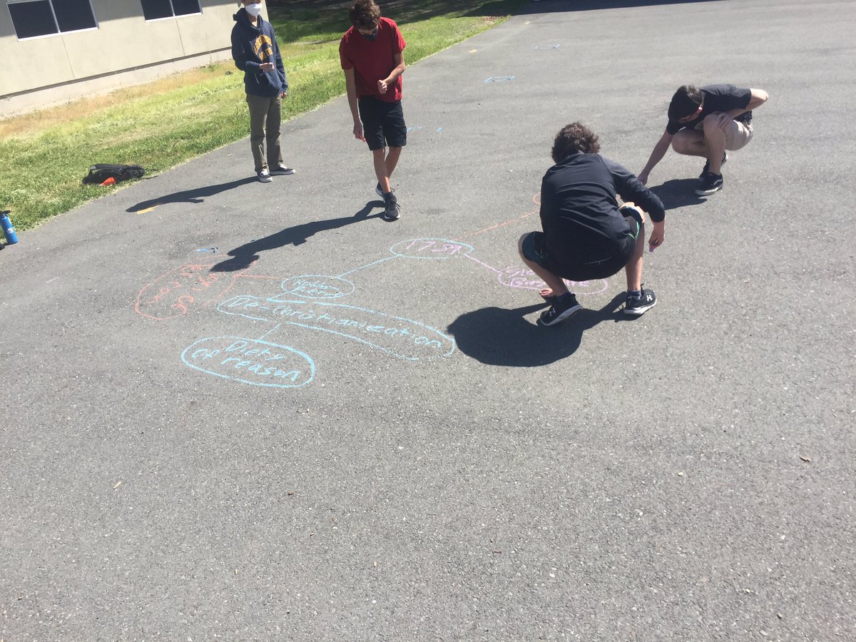Do other classes get to make sidewalk chalk mind maps to help study for the AP Euro test?  If your teacher is @MrsDillonNHS then that’s a thing!  Go Broncos!  #inpersonlearning @NorthgateHS