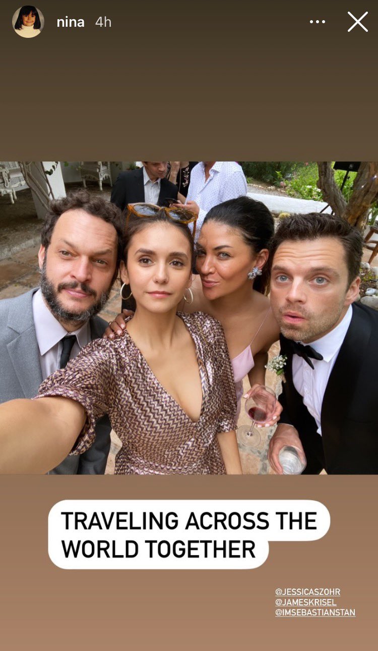 Nina Dobrev s IG story wishing Jessica Szohr a happy birthday includes a picture of Sebastian.  