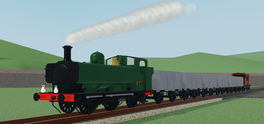 Synchorus's tweet photo. Steam Age update has been released! Includes:
- Updated diesel sound effects, added clag
- Locomotive numbers
- Being able to leave your train temporarily
- New GWR 57xx model 
- New road vehicle! 
- Several script changes 
Game: https://t.co/XQxSQRHus3 https://t.co/Sx6xjvl8s0