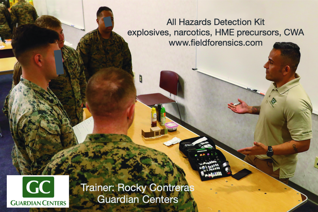 FieldForensics's tweet photo. Thanks to Brian Andorfer of Guardian Centers in Georgia for sharing these HME/Chem-Bio training photos;  Brian and Rocky training US Marines on FFI's ELITE™ explosives detection kits.   ELITE™ kits test explosives at trace and bulk levels and also check for HME precursors. https://t.co/yq7RIIPNSn