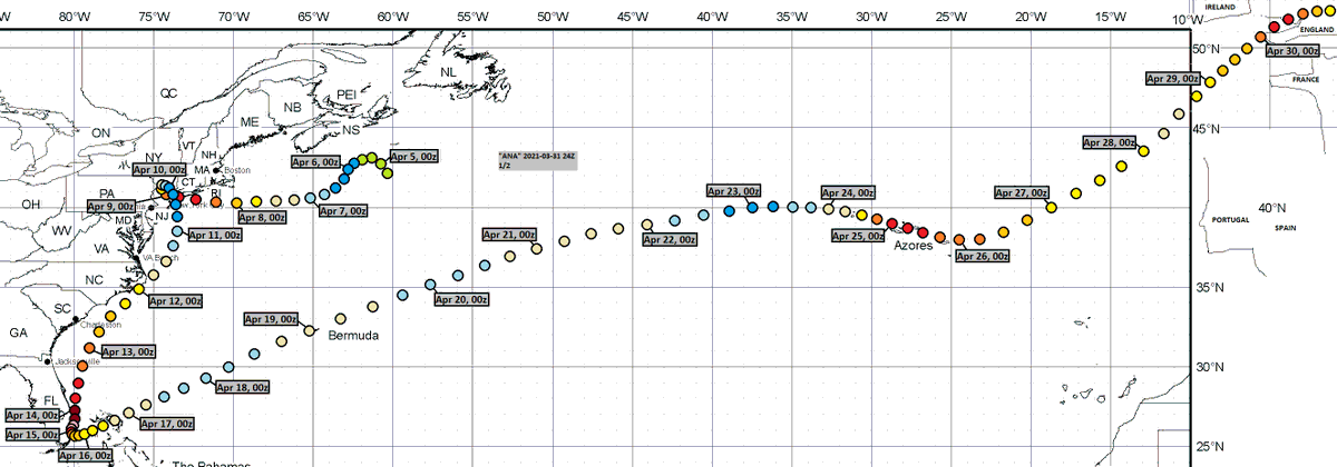 elioestracks's tweet photo. These are from March 31, 24Z model cycle: (#Ana) https://t.co/5NGumS7NiL