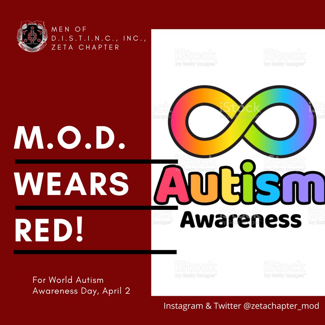 itsjoebro_'s tweet photo. To honor the #RedInstead movement that the Autistic community has asked for, The Zeta Chapter of Men of D.I.S.T.I.N.C., Inc. encourages everyone to wear red on World Autism Awareness Day (April 2, 2021). Use #TUGoesRed to show support!
.
.
.
#MOD1981 #DISTINC #ZetaChapterOneTime https://t.co/JQB2PcR1z4