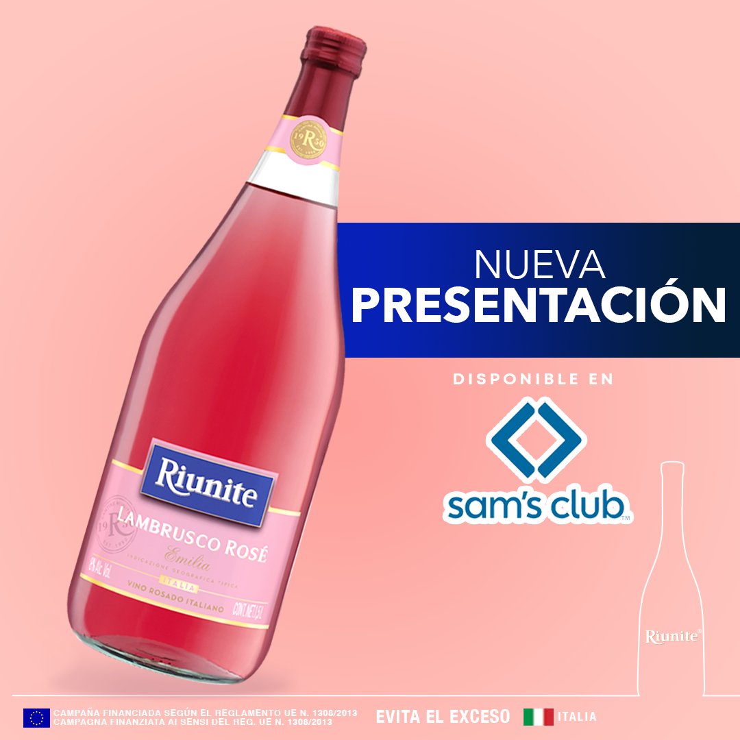 RiuniteMexico's tweet photo. SAMS CLUB se viste de rosa con la nueva presentación de Riunite Lambrusco® Rosé ahora con 1.5L. 

Su sabor fresco y sus notas frutales son ideales para tomarlo solo bien frío o en el cóctel de tu preferencia.

¡No te quedes sin probarlo!

De venta sam´s club https://t.co/DcbbE9RFcH