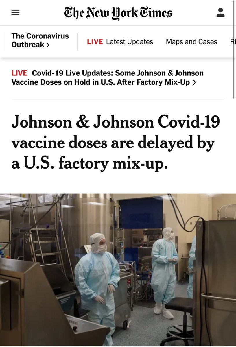 PinaultNicolas's tweet photo. #JNJ la boulette d’un sous-traitant de ⁦@JNJNews⁩ 15 millions de doses du vaccin contre #covid19 gâchées par erreur 💉😱😱😱 https://t.co/6wX0Tw6pRo